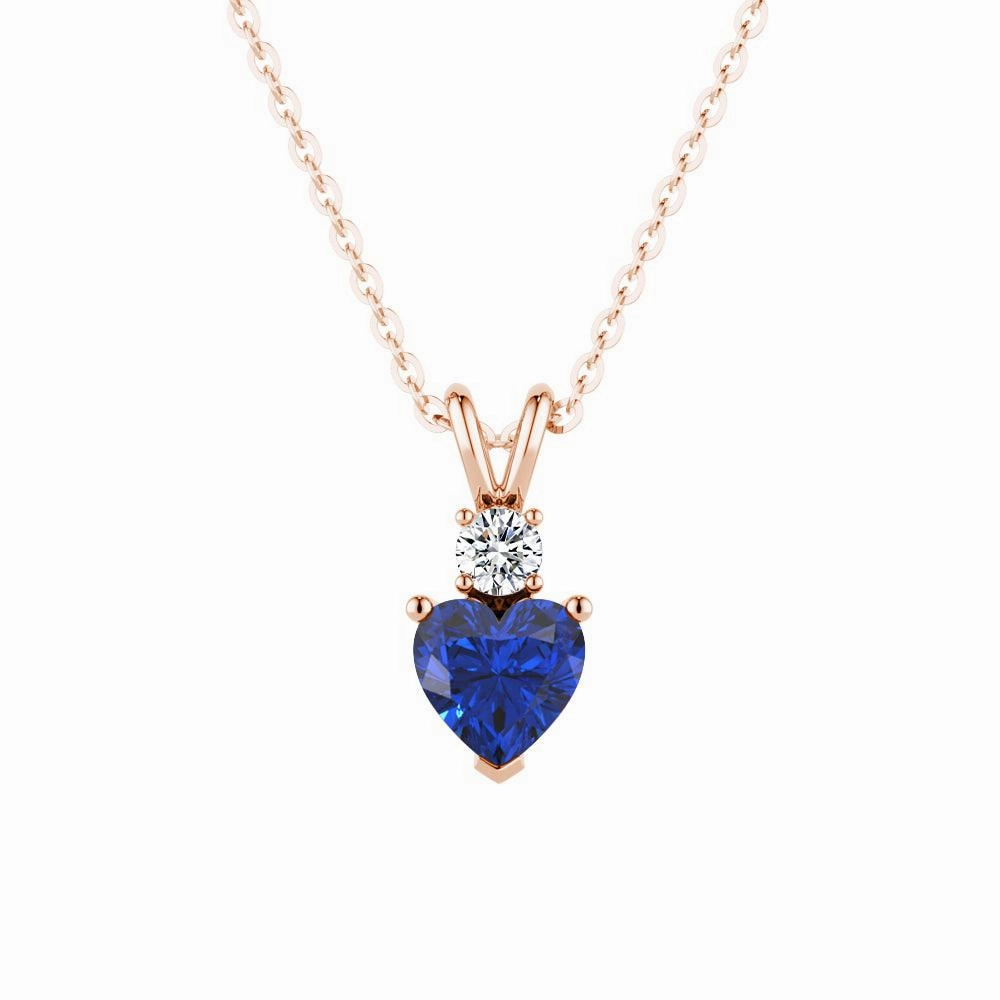 Timeless Finish Classic Pieces 1.8 CT. Heart Blue Sapphire Solitaire Pendant with White Sapphire