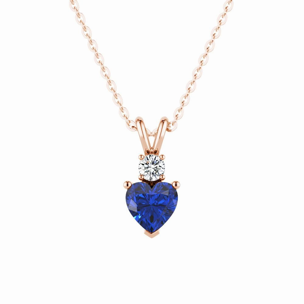 1.8 CT. Heart Blue Sapphire Solitaire Pendant with White Sapphire Cool Fit Monochrome Look