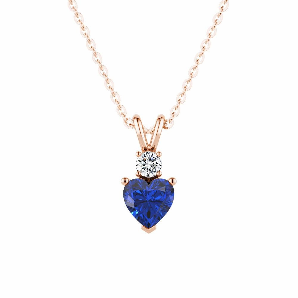 1.8 CT. Heart Blue Sapphire Solitaire Pendant with White Sapphire Bold Form Premium Jewelry
