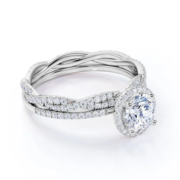 2 Carat Round Cut Moissanite Infinity Wedding Set Chic Spark