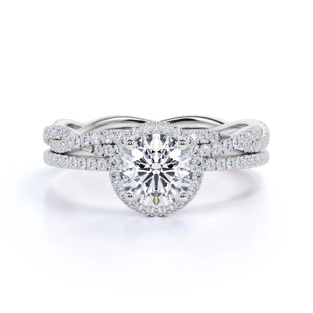 2 Carat Round Cut Moissanite Infinity Wedding Set Playful Spark