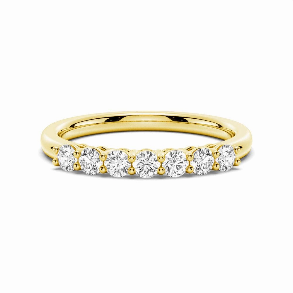 2.5mm 7 Stone French Pave Moissanite Wedding Band Signature Sparkle Minimalist Charm