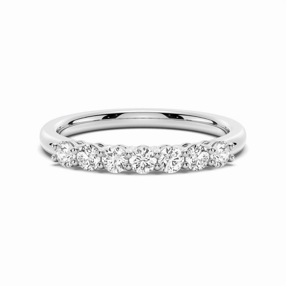 2.5mm 7 Stone French Pave Moissanite Wedding Band Handcrafted Jewelry Finish