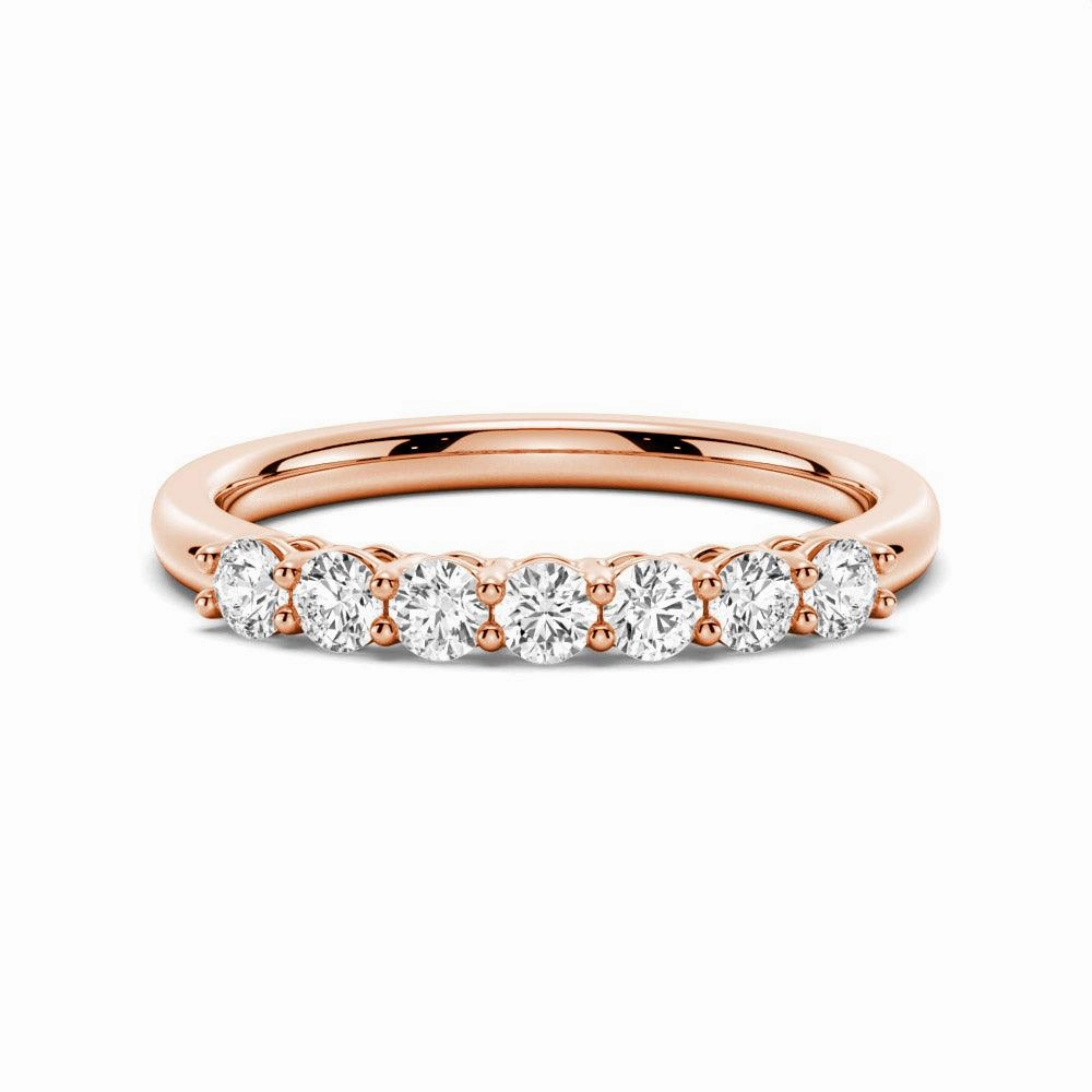 2.5mm 7 Stone French Pave Moissanite Wedding Band Styled Accent