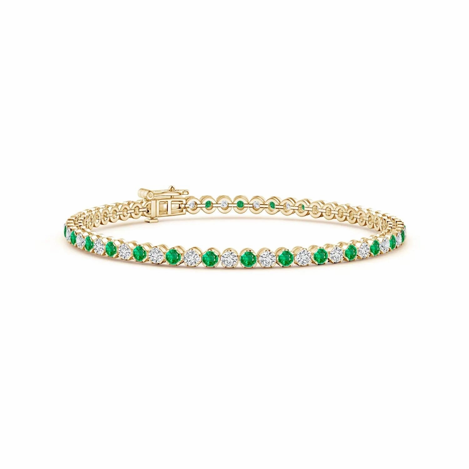 2.96 CT. Classic Round Emerald and White Sapphire Tennis Bracelet Shining Craft Silky Finish