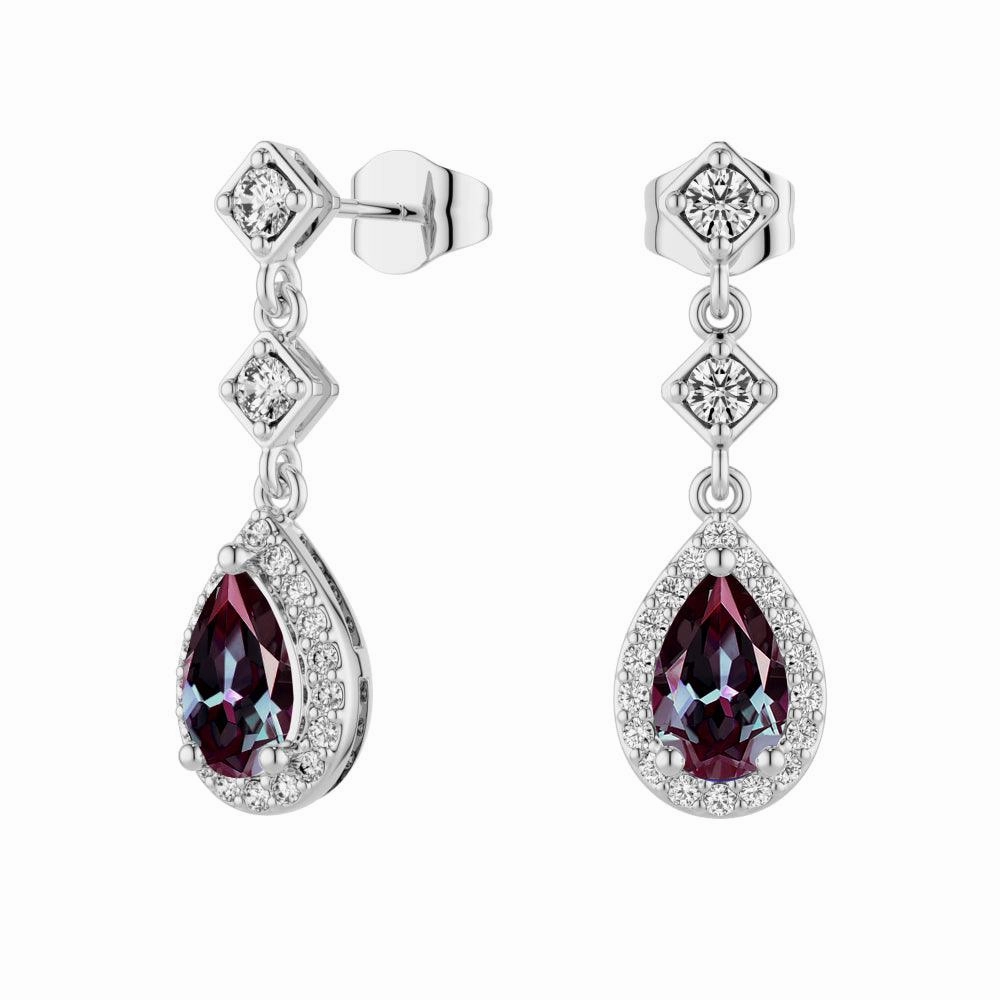2 Ctw Pear Shaped Alexandrite Moissanite Pave Drop Earrings All Season Boho Accent