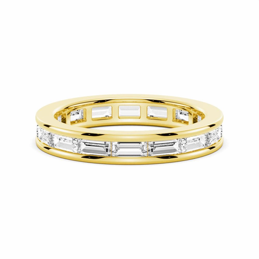 Smooth Surface Night Ready 3.21 CT. Channel Set Baguette Cut Moissanite Wedding Eternity Band