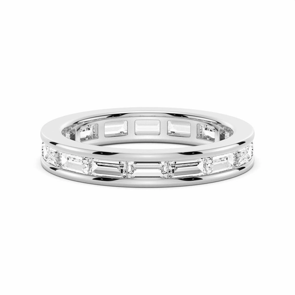 3.21 CT. Channel Set Baguette Cut Moissanite Wedding Eternity Band Contemporary Form