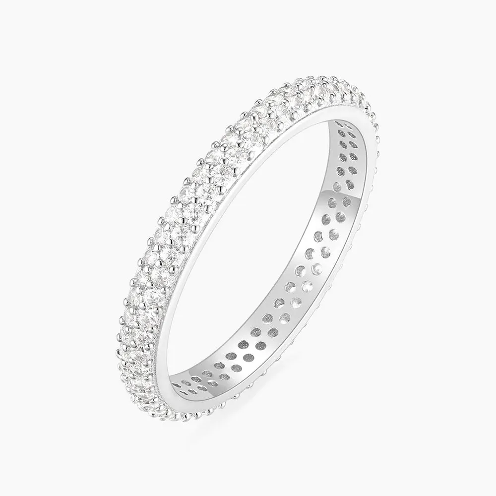 Sparkling Jewelry 3mm Anniversary Double Row Eternity Wedding Ring