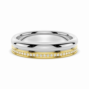 4.2mm Polished Finish Two Tone Wedding Band With Pave Edge Sophisticated Craft Exclusive Detail