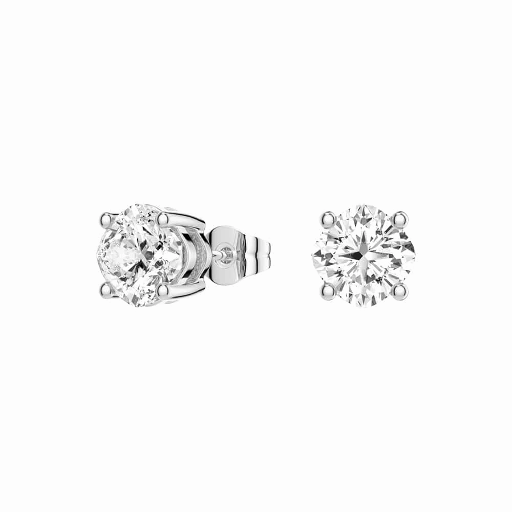 4 ctw Cushion Cut Moissanite 4 Prong Solitaire Stud Earrings Polished Edge Custom Shine Design