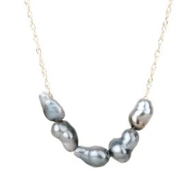 Timeless Glam Charming Features 5 Ombr?? Tahitian Keshi Pearl Necklace - 14k Gold