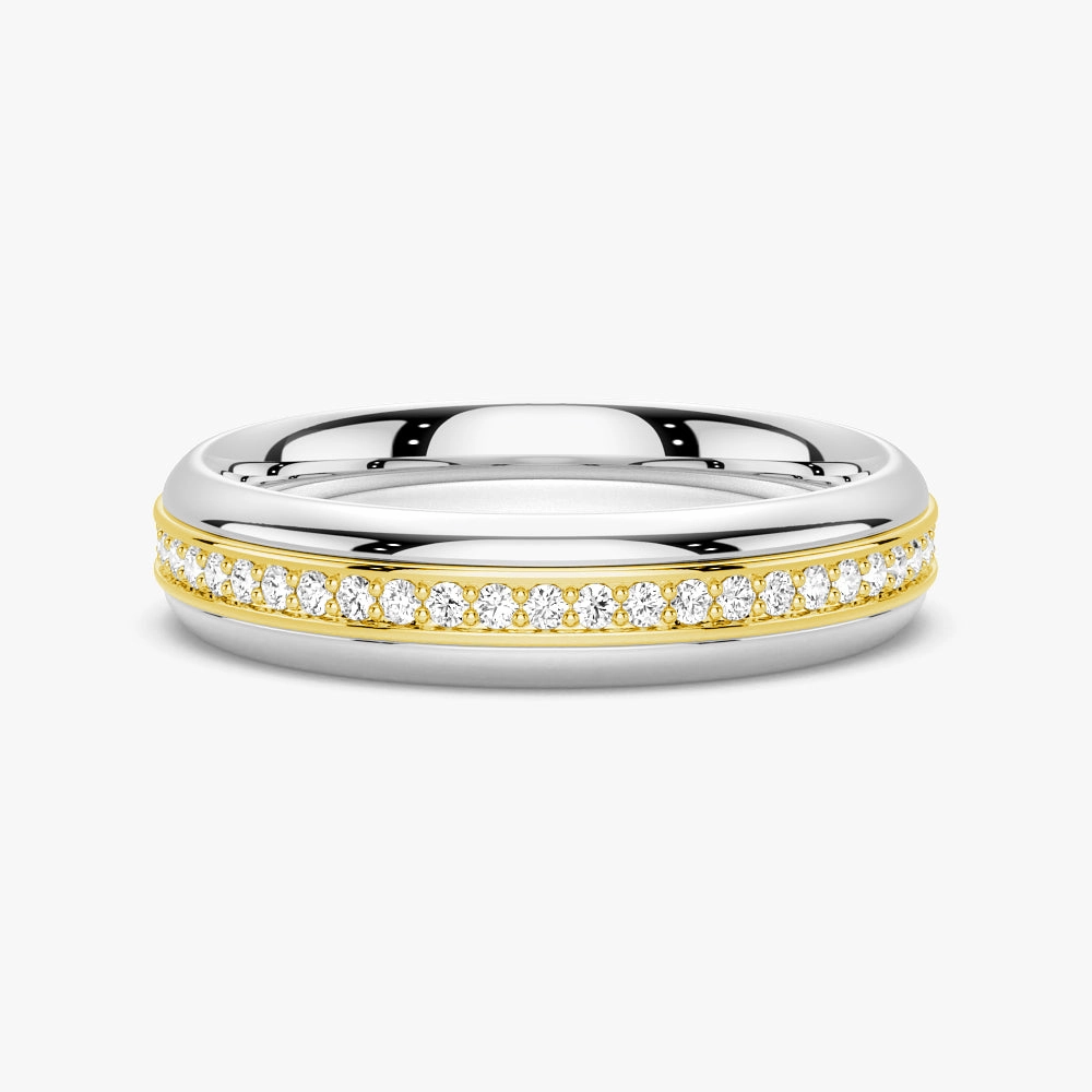 Everyday Look Weekend Vibe 5.1mm Rotatable Two Tone Round Moissanite Men's Eternity Wedding Band