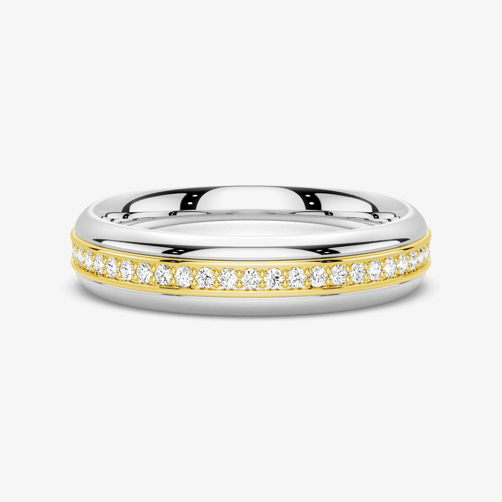 5.1mm Rotatable Two Tone Round Moissanite Men's Eternity Wedding Band Refined Quality Soft Highlight