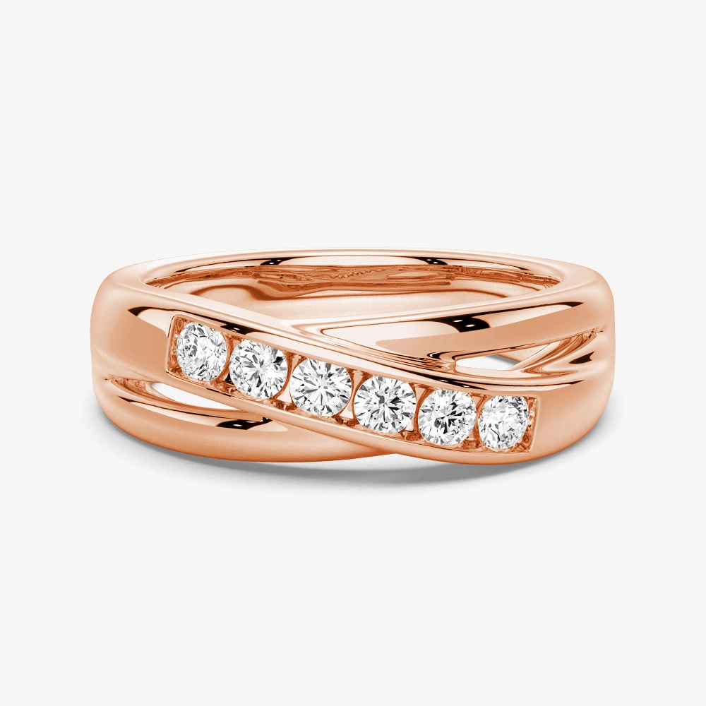 5mm Crossover Channel Set Moissanite Men's Wedding Band Trendy Addition Daily Layer