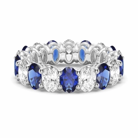 6.6 CT. Lab Grown White Sapphire with  Blue Sapphire Gemstone Band Timeless Look Design Timeless Shine Shine