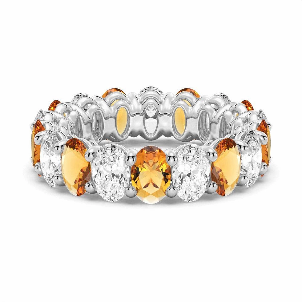 Model Fit 6.6 CT. Lab Grown White Sapphire with Citrine Gemstone Band