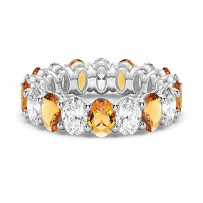 Glowing Accent Elite Touch 6.6 CT. Lab Grown White Sapphire with Citrine Gemstone Band