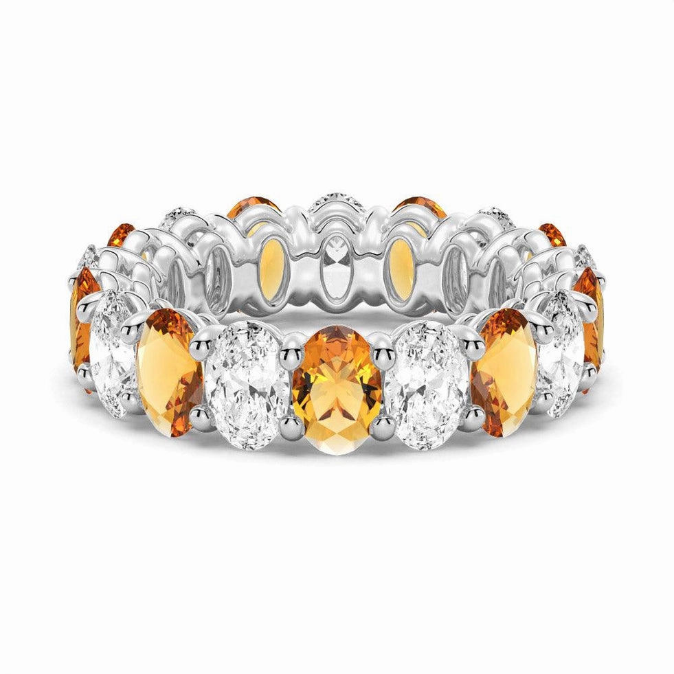 Glowing Accent Elite Touch 6.6 CT. Lab Grown White Sapphire with Citrine Gemstone Band
