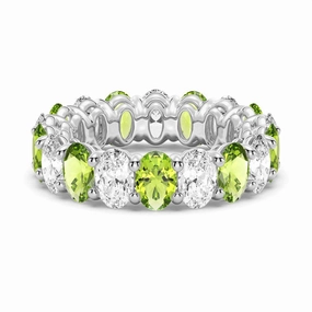 6.6 CT. Lab Grown White Sapphire with Green Peridot Gemstone Band Minimalist Flair