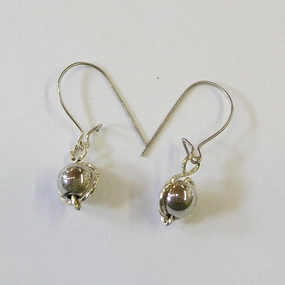 Glossy Ornament Sparkling Vibe 6mm Sterling Silver Beads Wirewrapped Drop Earrings