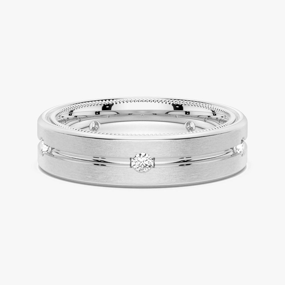 Luxurious Touch Modern Contour 7.5mm Two Tone Matte Finish Moissanite Men's Wedding Band