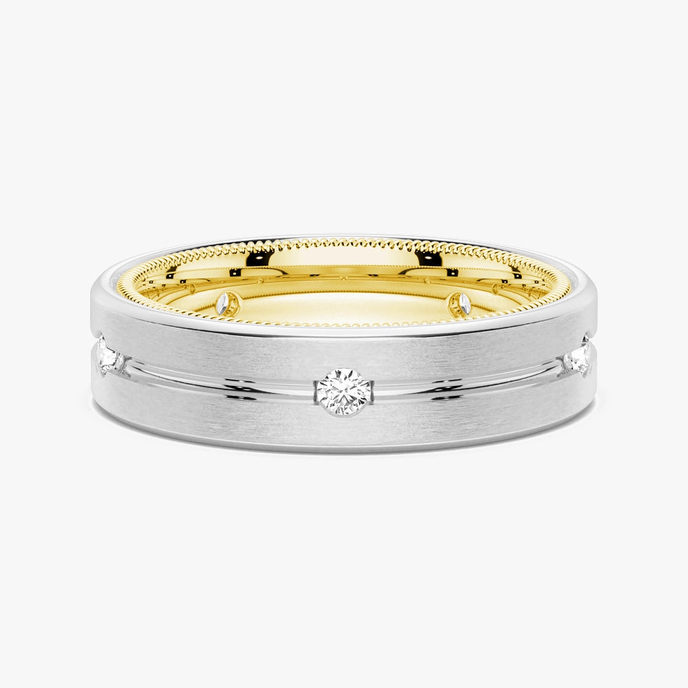 Feminine Glow Vibrant Craft 7.5mm Two Tone Matte Finish Moissanite Men's Wedding Band