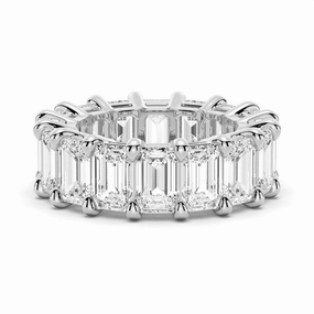 Cozy Accent 8.9 CT. Prong Set Emerald Cut Moissanite Eternity Wedding Band