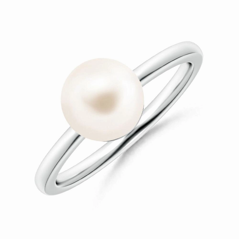 8mm Classic Freshwater Cultured Pearl Solitaire Ring Party Outfit