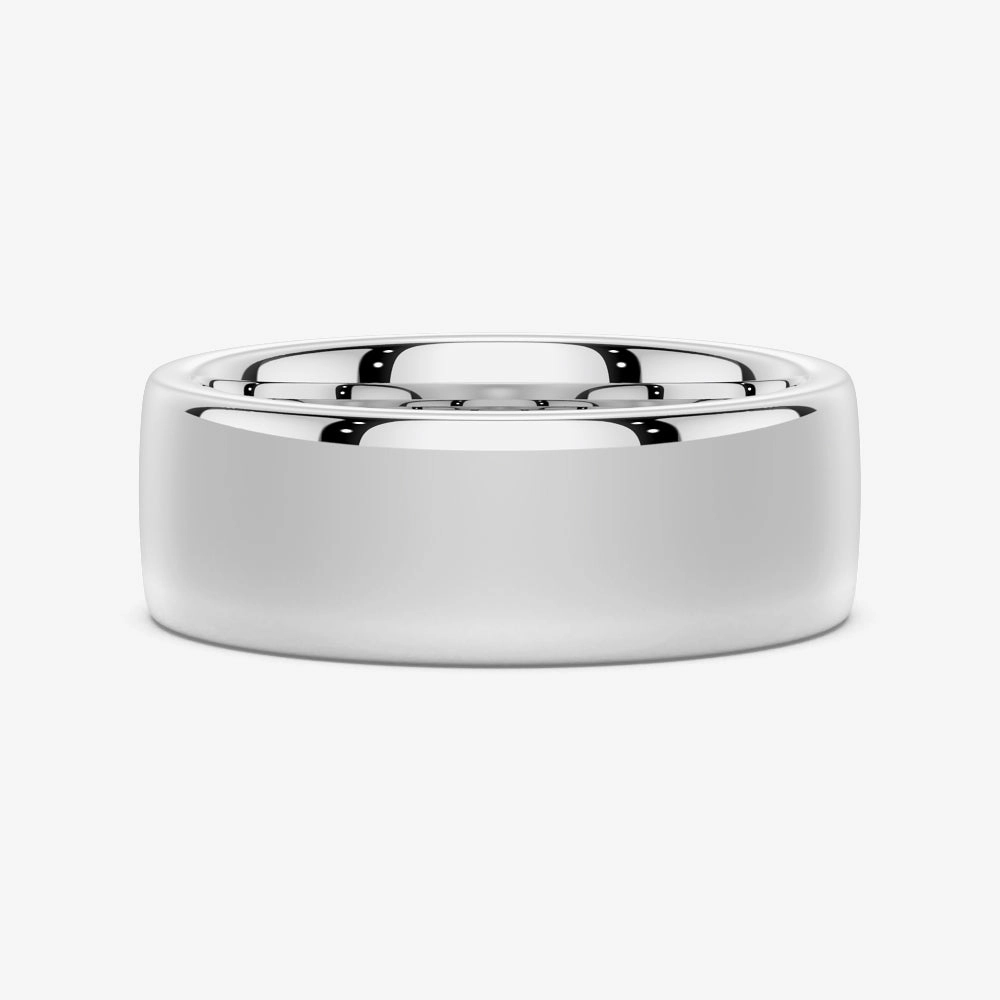 8mm Classic High Polished Flat Surface Men's Wedding Band Camera Ready