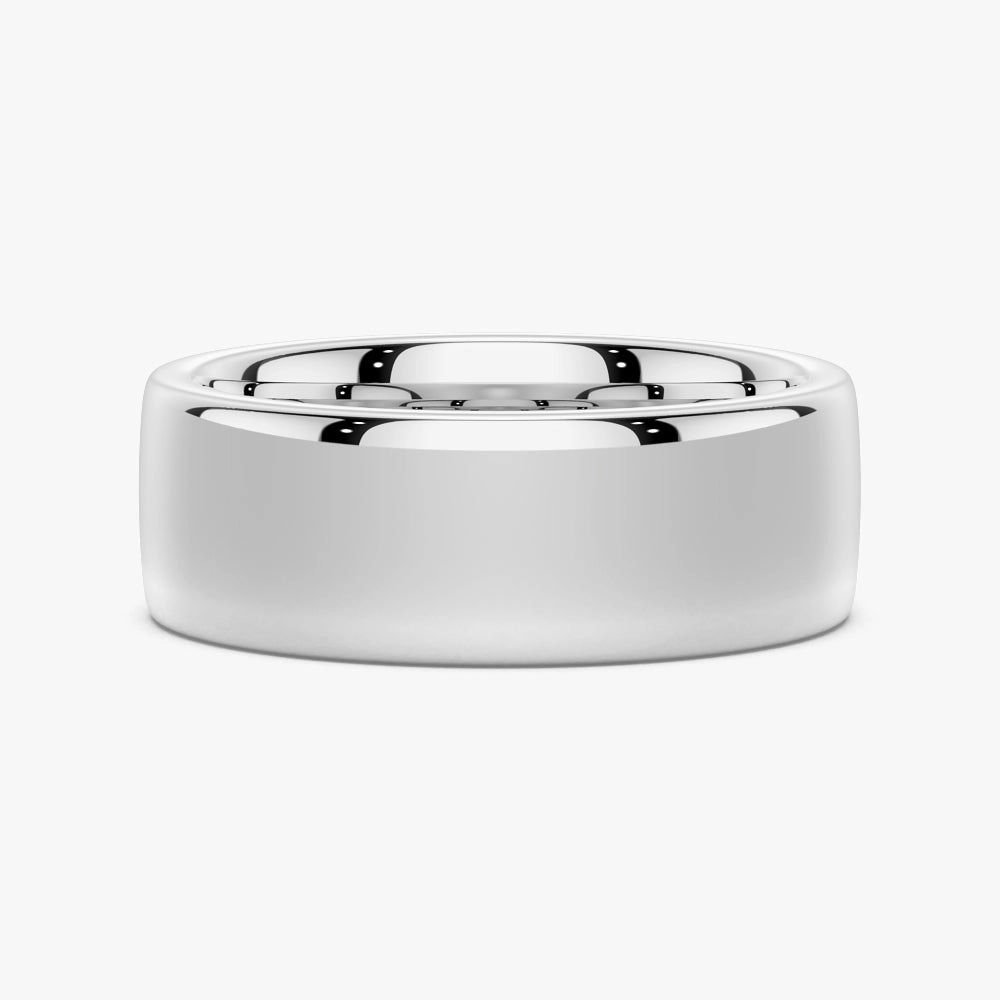 Bold Detailing Modern Sparkle 8mm Classic High Polished Flat Surface Men's Wedding Band