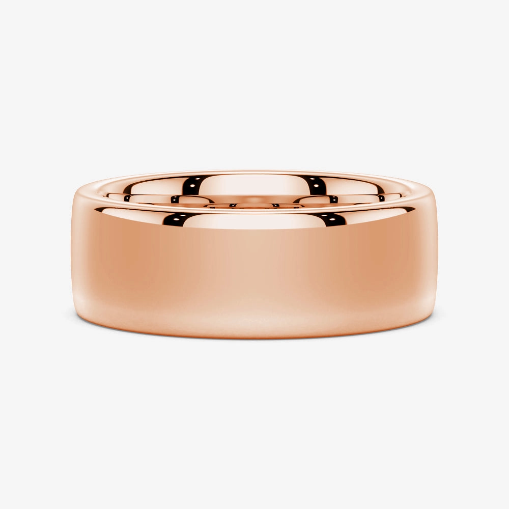 8mm Classic High Polished Flat Surface Men's Wedding Band Fashion Sparkle Soft Vibe