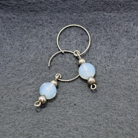 Contemporary Feature 8mm Opalite Sterling Silver Dangle Earrings