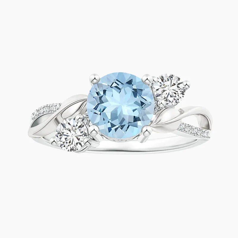 925 Sterling Silver Aquamarine Twist Vine Ring Personal Touch