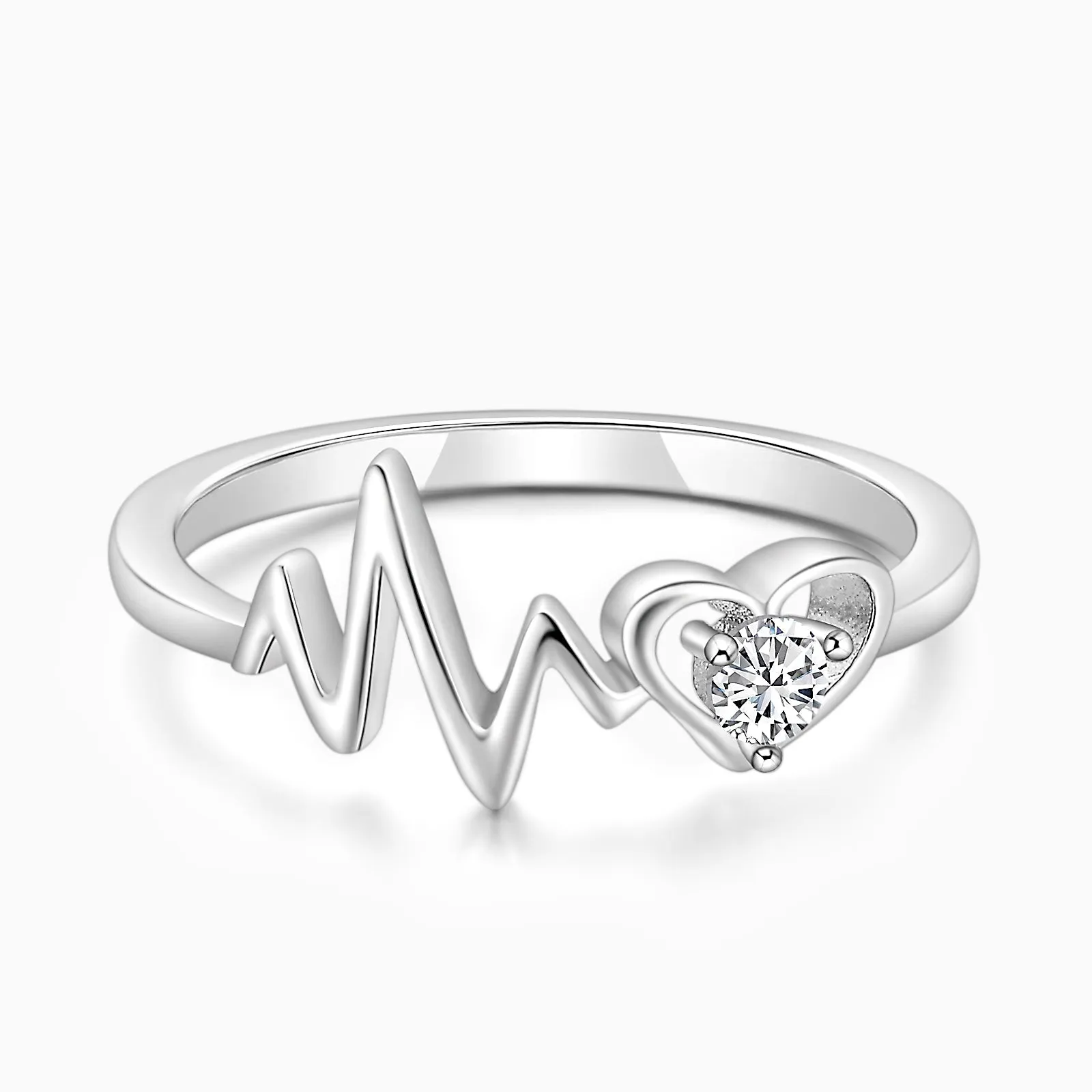 925 Sterling Silver Heartbeat Ring Graceful Accent