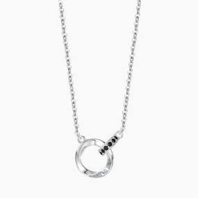 Effortless Gift 925 Sterling Silver Mobius Double Ring Necklace