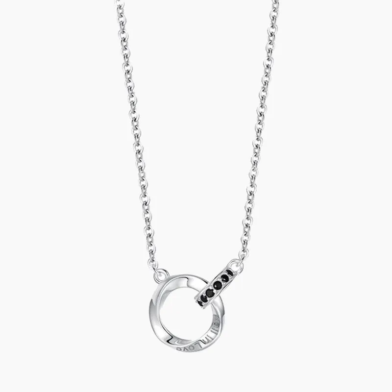 Effortless Gift 925 Sterling Silver Mobius Double Ring Necklace