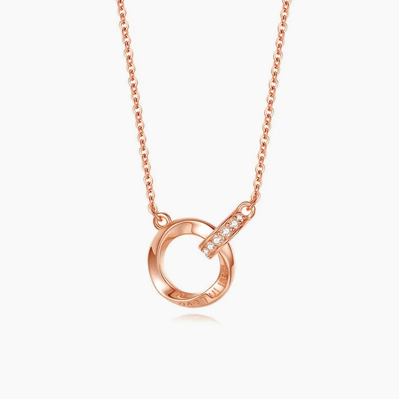 925 Sterling Silver Mobius Double Ring Necklace Daily Wear youth trend