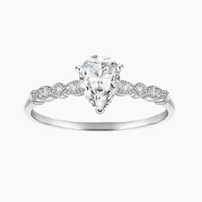 925 Sterling Silver Teardrop Engagement Ring Finest Detail