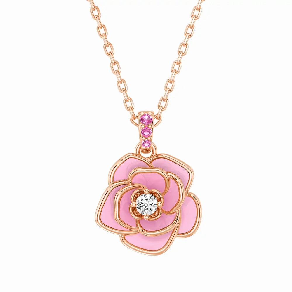 Evening Accent Subtle Vibe ??Blossom of Compassion?? Breast Cancer Awareness Pendant Necklace
