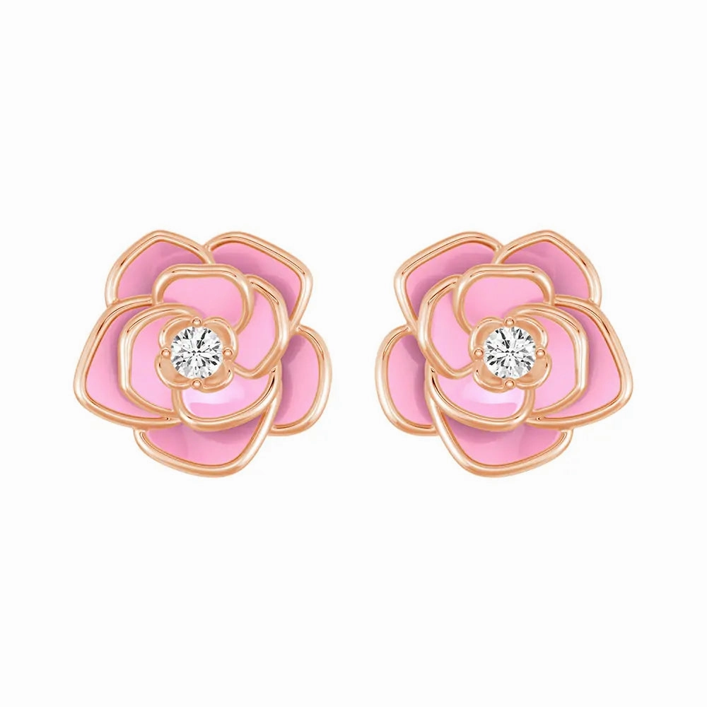 ??Blossom of Compassion?? Breast Cancer Awareness Stud Earrings Elegant Form