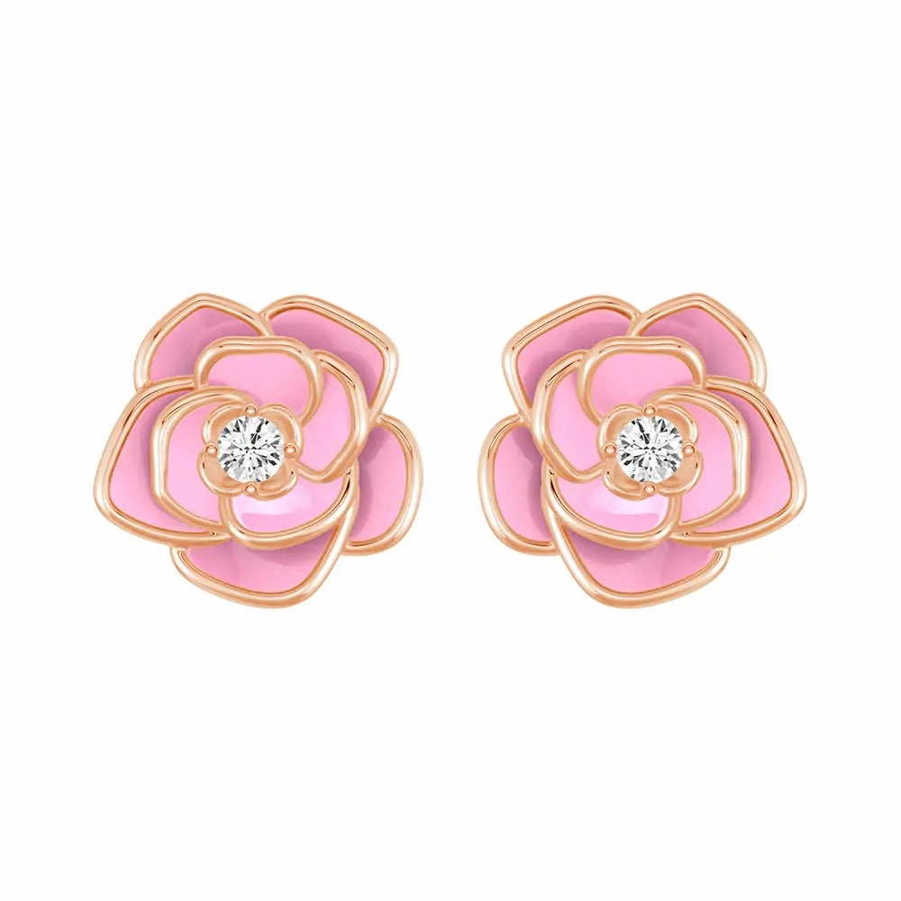 Sunlight Shine ??Blossom of Compassion?? Breast Cancer Awareness Stud Earrings
