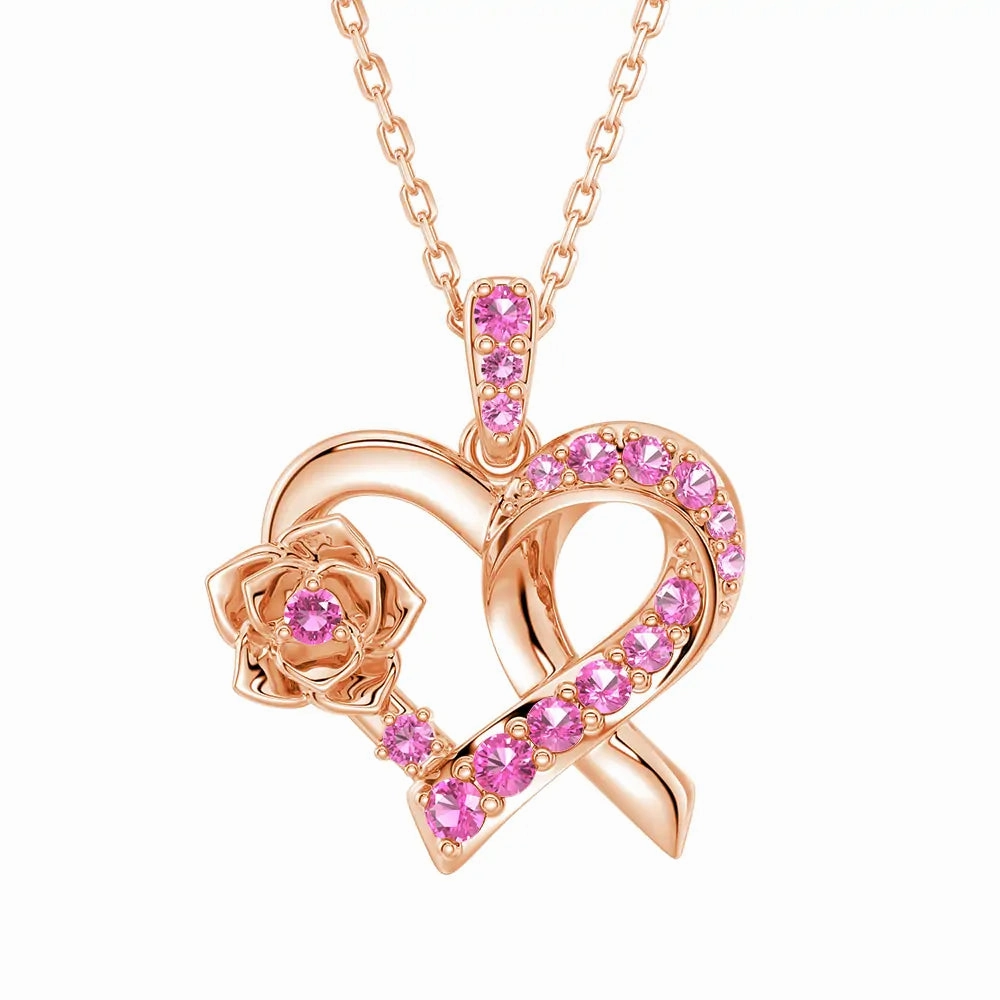 Premium Look Classy Vibe "Blossom Of Hope" Breast Cancer Awareness Pendant Necklace