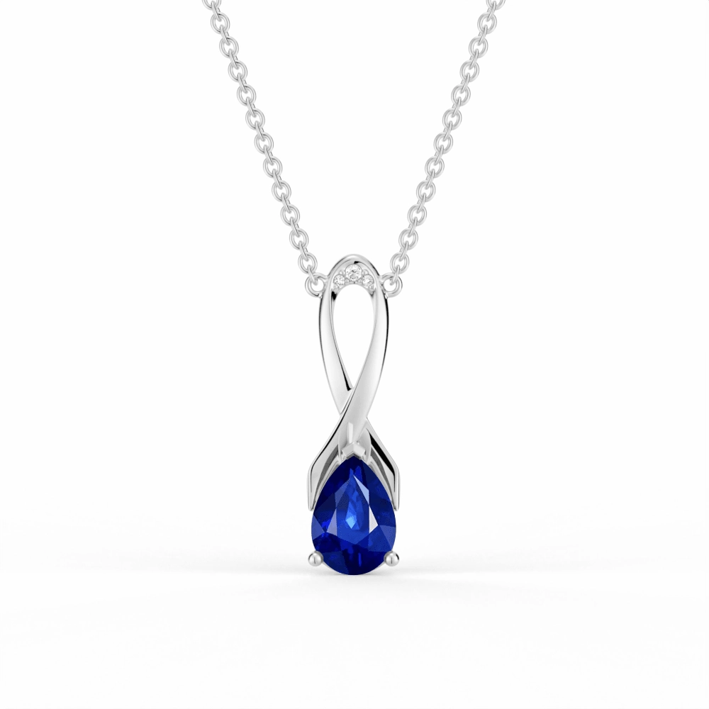 Fashionable pieces Special Occasion "Blue For Pink" Sapphire Necklace With Ribbon