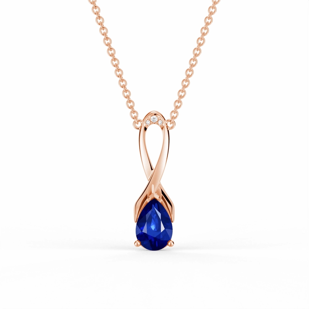 Sophisticated Pieces Sparkle Boost "Blue For Pink" Sapphire Necklace With Ribbon