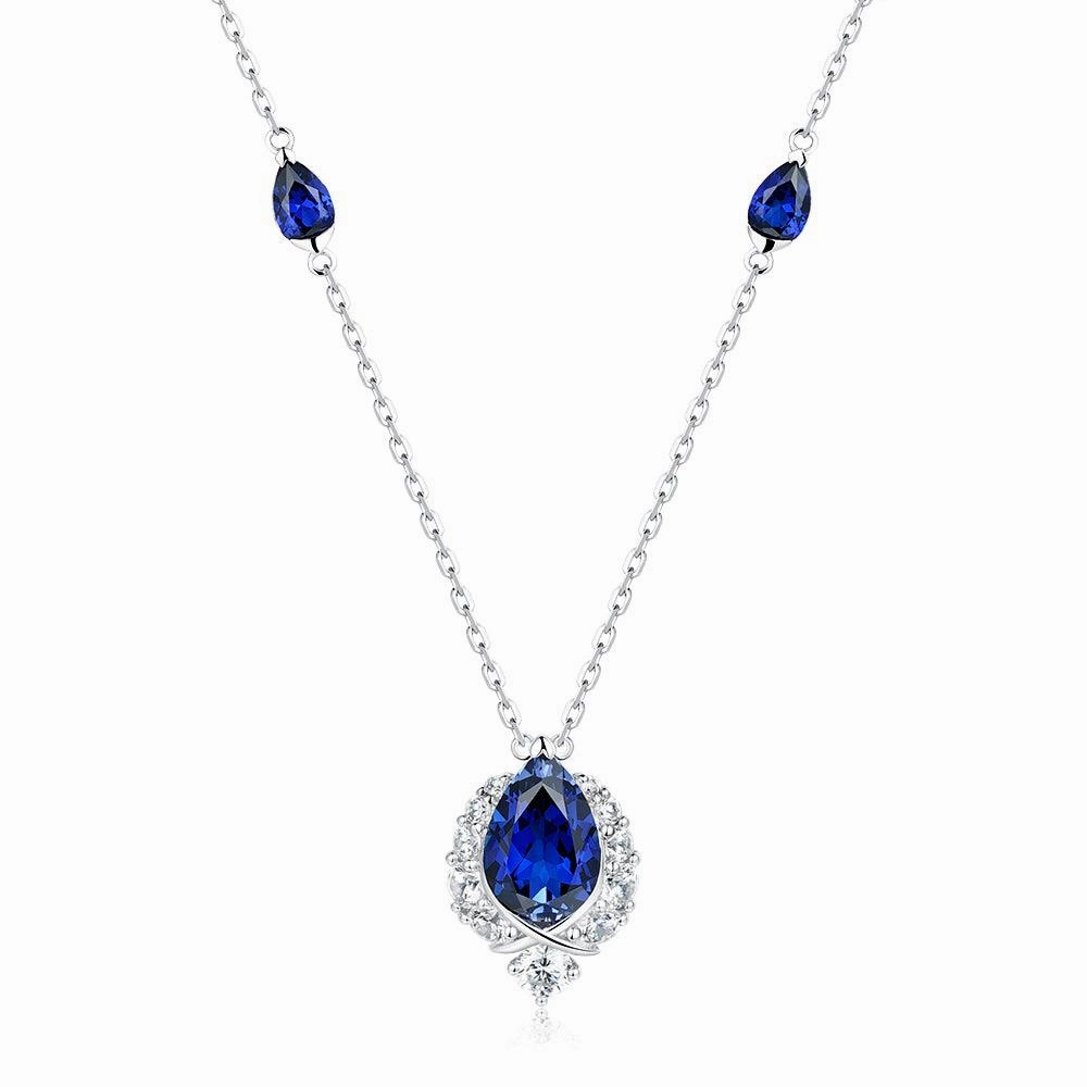 Inspired Touch Fashion Daily "ENDLESS BLUE" 5.41 Ctw. Pear Shaped Sapphire Necklace
