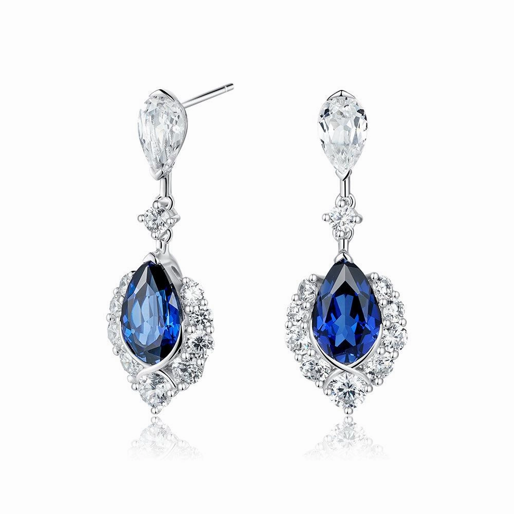Luxury Set "ENDLESS BLUE" 7.26 Ctw. Pear Shaped Sapphire Earrings