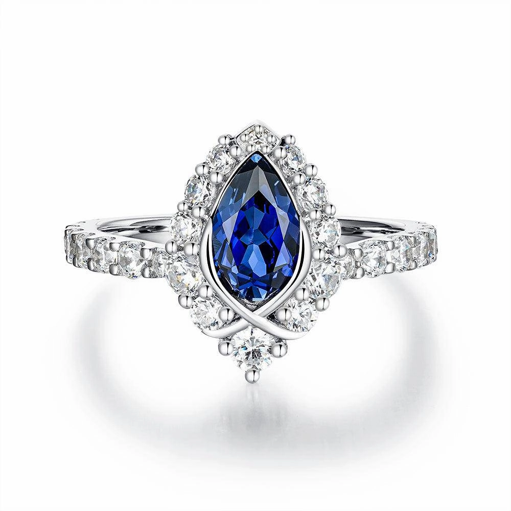 Cozy Layers "ENDLESS BLUE" Pear Shaped Sapphire Ring