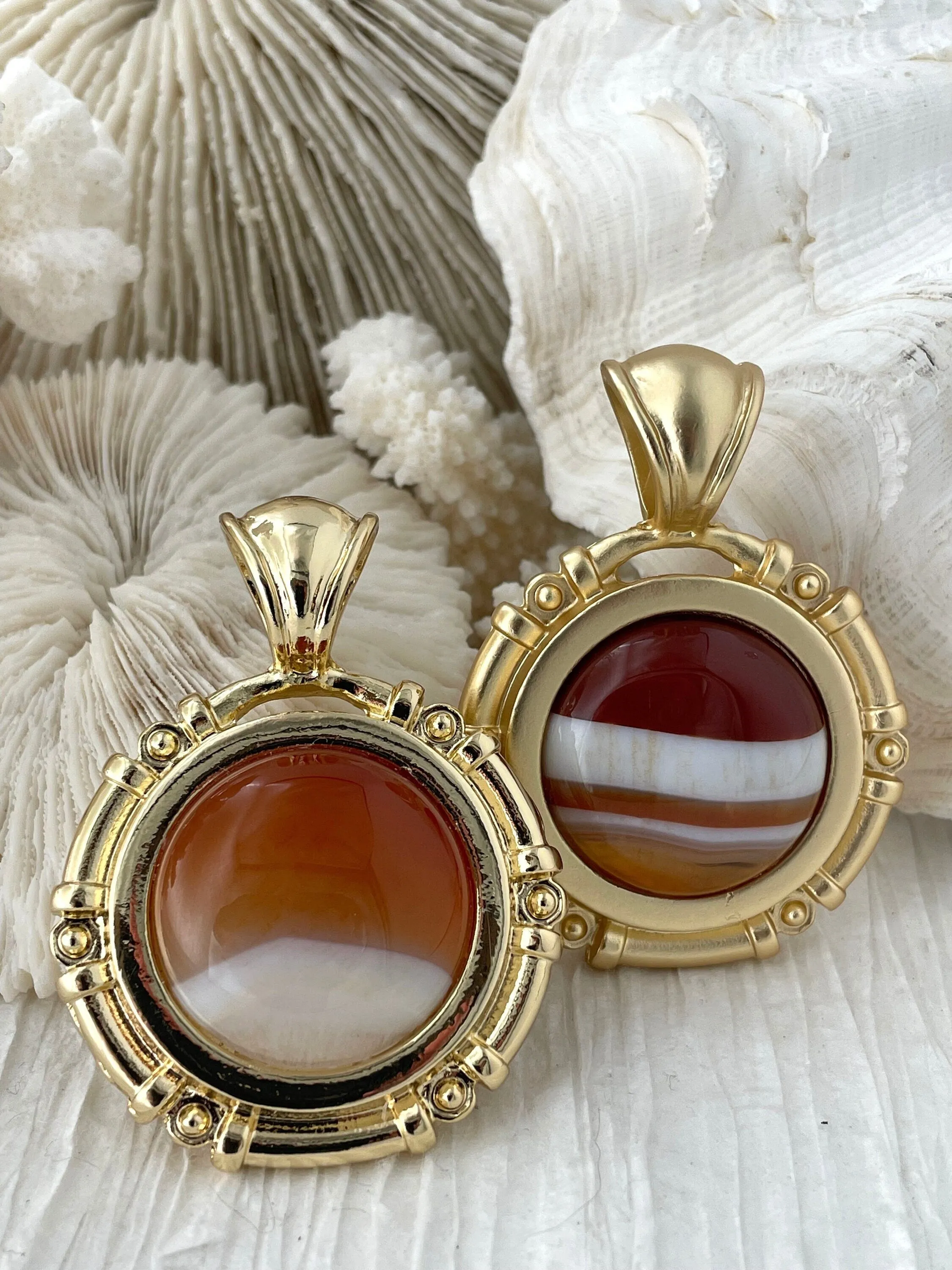 Representative Piece AAA Red Banded Agate Pendant with Bezel. Natural Red Banded Agate Stone, will come in a variety of patterns, 2 bezel colors,Fast Ship.