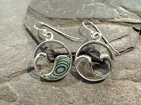 Abalone, Sterling Silver Wave Earrings Vintage-Inspired Embellishment